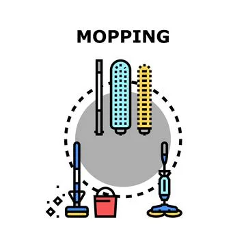 Mopping floor cleaning tools and equipment concept Stock Illustration