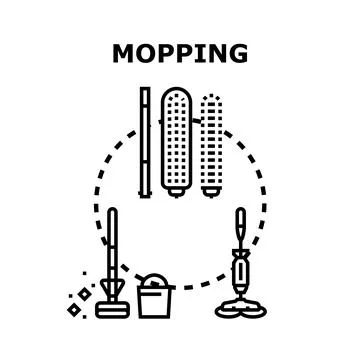 Mopping floor cleaning tools and equipment concept Stock Illustration