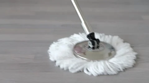 Mopping Floor with Household Cleaning Mop Stock Footage 342670120
