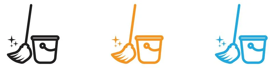 Mopping floors icon vector logo set collection for web app ui 스톡 일러스트
