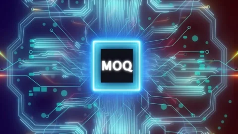 MOQ  Minimum Order Quantity. MOQ concept head up display (HUD UI) panel and.. Stock Footage 327758552