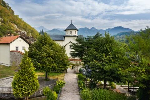 Moraca monastery. Montenegro. Orthodox monastery in the Moraca valley. Stock Photos