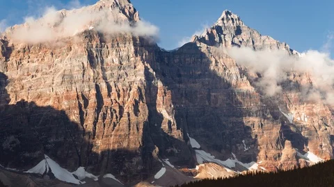 Moraine Lake Canada Mountain Peaks Timelapse Stock Footage 98800853
