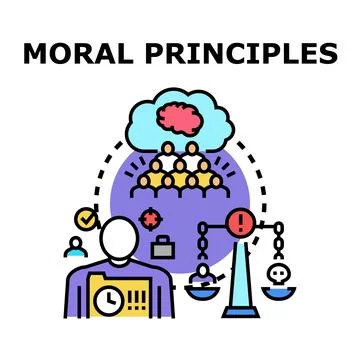 Moral principles guiding ethical decision making process Stock Illustration