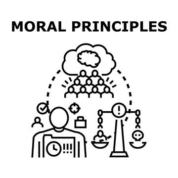 Moral principles guiding ethical decision making process Stock Illustration