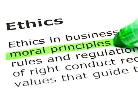 'moral principles' highlighted in green Stock Photos