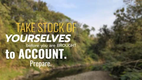 A moral quote about self-reflection and accountability set against a soft b.. Stock Photos