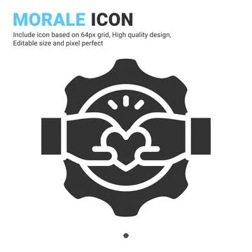 Morale icon vector with glyph style isolated on white background Illustrazione stock
