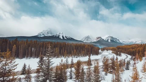 Morant curve, Alberta, Canada timelapse 4K Stock Footage 155568897