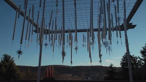 Moravian Star Windchimes Wide Stock Footage 79240230
