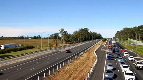 MORAYFIELD, AUSTRALIA - MAY 2: Flash flooding causes heavy M1 traffic congestion 스톡 동영상 49893810