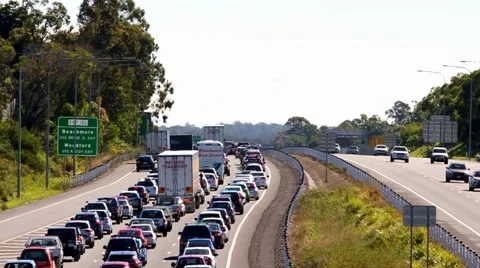 MORAYFIELD, AUSTRALIA - MAY 2: Flash flooding causes heavy M1 traffic congestion Stock Footage 49899677