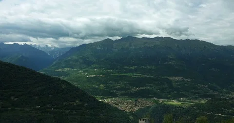 Morbegno Time Lapse from Mountain Stock Footage 79004622