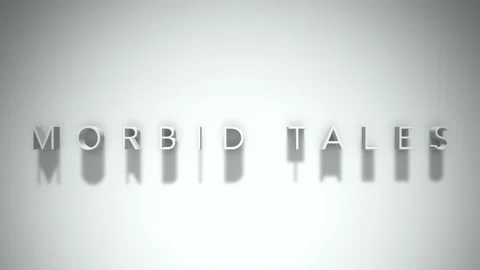 Morbid tales 3D title animation white text on a white background Stock Footage 299425544