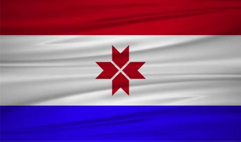 Mordovia flag vector. Vector flag of Mordovia blowig in the wind. EPS 10. Stock Illustration
