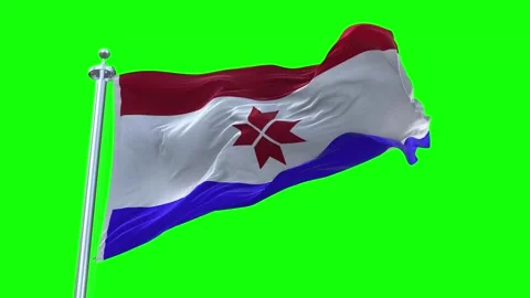Mordovia Flag Waving in Loopable and Textured green screen background Stock Footage 296877022