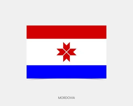 Mordovia Rectangle flag icon with shadow. Illustrazione stock