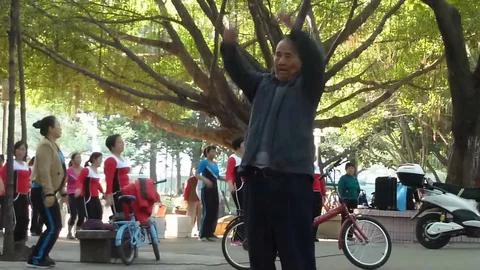 A more than 80 year old man danced with the women Video stock 70415844