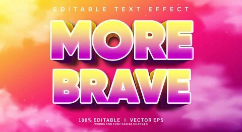 More brave vector text effect with modern style design Stock Illustration