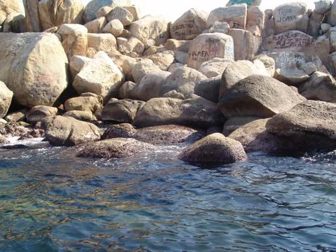 More graffitis on rocks 03 Stock Photos