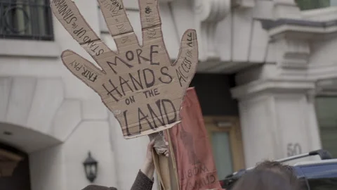 More Hands on the Land Protest Sign 스톡 동영상 263815210