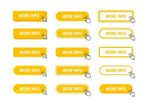 More info Button with pointer clicking. Web button. Finger Pressing. Click to Stock-Illustration