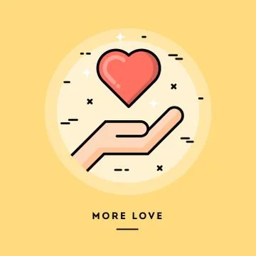 More love, flat design thin line banner Stock Illustration
