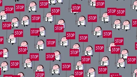 More men walking with sign STOP seamless loop Stock Footage 307610096