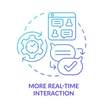 More real-time interaction blue gradient concept icon Stock Illustration