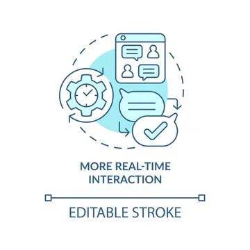 More real-time interaction turquoise concept icon Stock Illustration