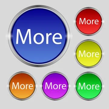 More sign icon. Details symbol. Website navigation. Set of colored buttons. V Stock Illustration