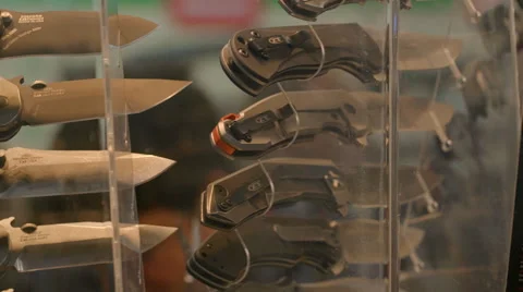 More Surprising Number of Knives Are Shown in the Exhibition Video stock 68601418