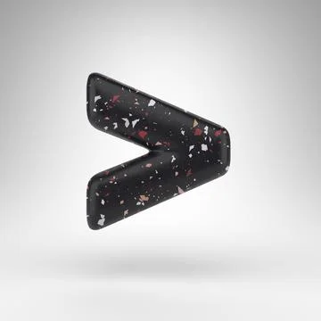 More than symbol on white background. 3D sign with black terrazzo pattern tex Stock Illustration