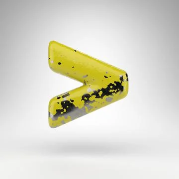 More than symbol on white background. 3D sign with old yellow paint on gloss  Illustrazione stock