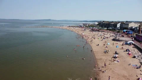Morecambe beach - drone flies forward Stock-Footage 204774459