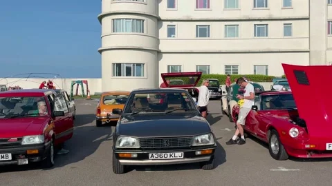 Morecambe, UK 2024 Aug 31: Vintage by the Sea Festival; Classic Vintage Car Show Stock Footage 283257253