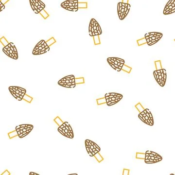 Morel mushroom vector seamless pattern 스톡 일러스트