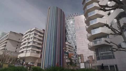 The Moretti La Cheminée iconic art installation La Défense Paris, France Stock Footage 275866604