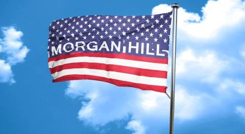 Morgan hill, 3D rendering, city flag with stars and stripes Stock Illustration