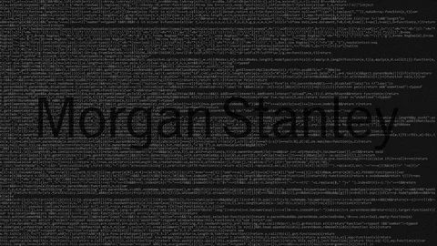 Morgan Stanley logo made of source code on computer screen. Editorial loopable Stock Footage 92206297