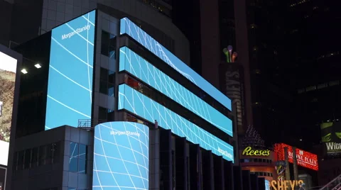 Morgan Stanley Stock Market Ticker in downtown Times Square 4k Stock Footage