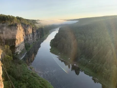 Morging over a river Stock Photos