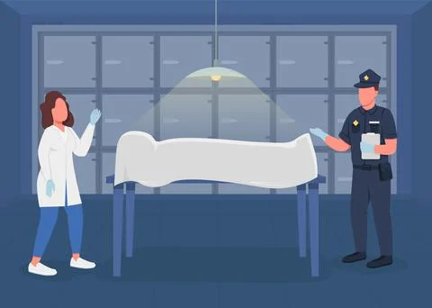 Morgue flat color vector illustration 스톡 일러스트