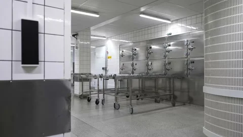Morgue room with carts Stock Footage 165442565