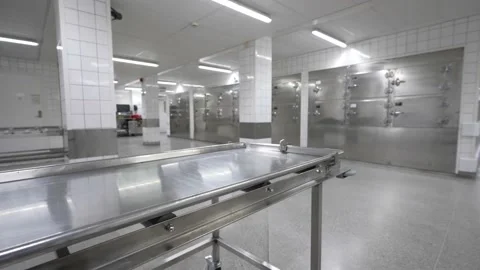 Morgue room with corps wagon Stock Footage 165442591