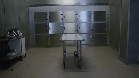 Morgue   tilt up to reveal empty scene Stock-Footage 72969097