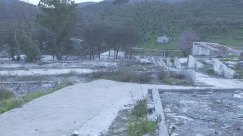 Moria Refugee Camp post-fire what remains of the hell Video stock 171865785