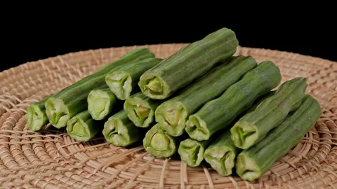 Moringa fruit texture. Long straight stripes. Zoom in. Stock Footage 307918163