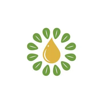 Moringa oil logo icon vector concept design template Illustrazione stock