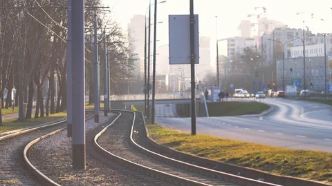 Morining traffic during quarantene, almost empty street. Video stock 127700095